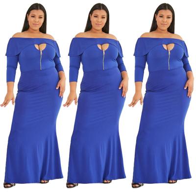 China New Style Anti-static Plus Size Dress Women Clothing One-Shoulder Ruffle Dress Fall 2021 Women Clothes for sale