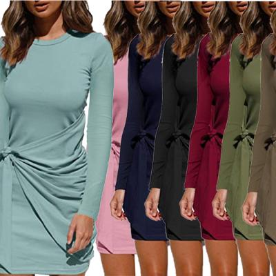 China Hot Anti-Static Amazon Fashion Shorts Women's Autumn Dresses Long Sleeve Solid Color Pleated Casual Outfits for sale