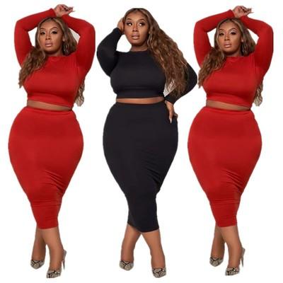 China Antistatic Plus Size Women Dresses 2021 Solid Color Wholesale Bodycon Full Sleeve Casual Dress for sale