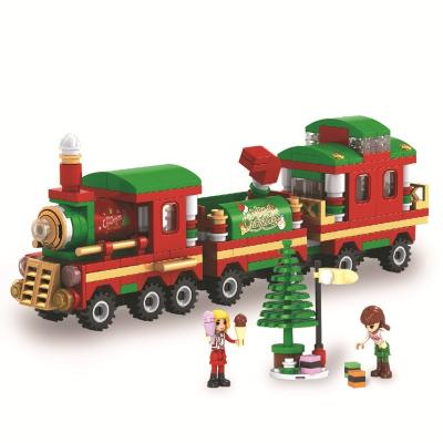 China MODEL TOY Wholesale Christmas train Post Office Puzzle Building  block toy Puzzle assembling blocks Christmas Gifts for sale