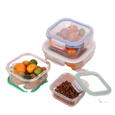 China Best Selling Heatable Glass Borosilicate Square Lunch Box Storage Food Prep Container With Lid for sale