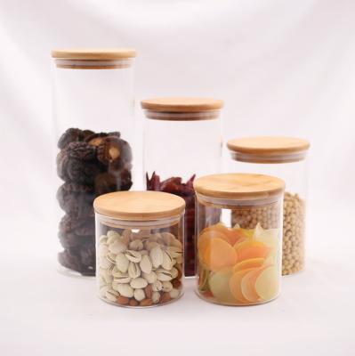 China Small freshness preservation glass containers with lids / glass storage jars for pantry / glass canisters with lids for sale