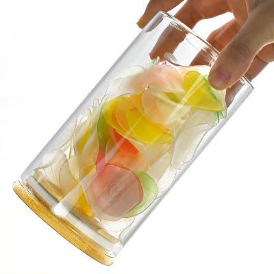 China Freshness Keeping Home Use Clear Glass Canisters Glass Bamboo Lids Kitchen Food Storage Jar for sale