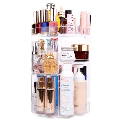 China 360 Rotation Beauty Purpose Girls Clear Multi Case Makeup Plastic Cosmetic Organizer Plastic Jewelry Box for sale