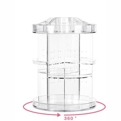 China Clear Acrylic 360 Degree Rotating 360 Rotating Adjustable Cosmetic Makeup Organizer Showcase Storage Rotating Display Stand for sale