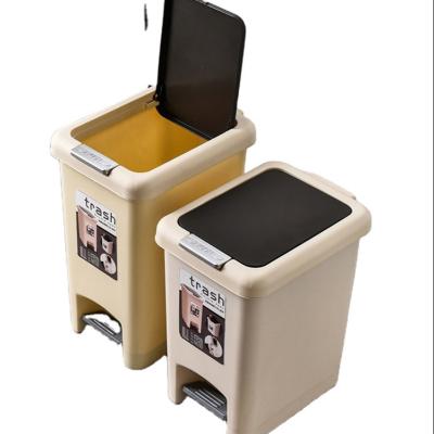 China Household Trash Can Bathroom Kitchen Plastic Foot Pedal Foot Operated Trash Can Stored With Lid for sale