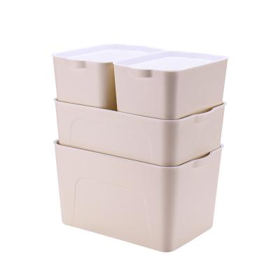 China Bathroom Storage Box Desktop Snacks Prepare Toys Storage Box Containers Basket Hand Held Sundries Box With Cover for sale