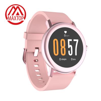 China Touch Screen Maxtop Heart Rate Blood Oxygen Monitor Smart Watch Women Sport Round Full Shape Touch Smart Watch for sale