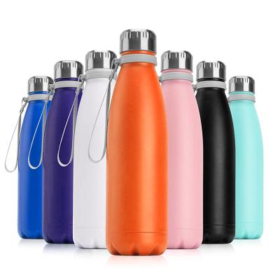 China PORTABLE Vacuum 17oz Cola Shape Water Bottle With Metal Lid And Handle Leakproof Rope for sale