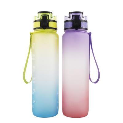 China 1000ml Tritan Viable Sport Water Bottle High Quality Shaker Gym Drinking Bottles Waterbottle Eco-friendly Time Motivational Manufacturer for sale