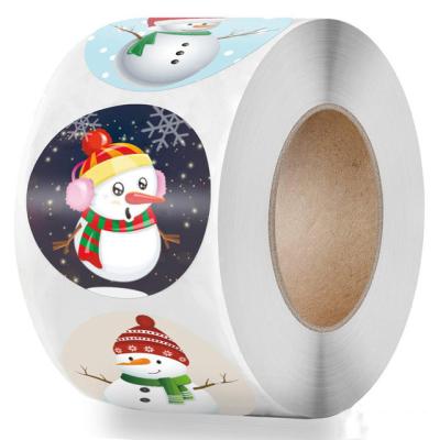 China Wholesale Custom Merry Christmas Sticker Waterproof Decorative Sticker Roll Cartoon Logo Packaging Label for sale