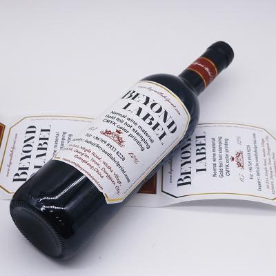 China High quality label wine eco-friendly vinyl sticker waterproof UV resistant anti-frozen heat resistant printing custom logo sticker roll glass bottle can be used kinds of bottles of wine for sale