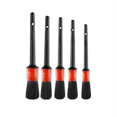 China 5pcs Car Wash Detailing Brush, Boar Hair Car Cleaning Brush Dashboard Air Mouth Wheel Wash for sale