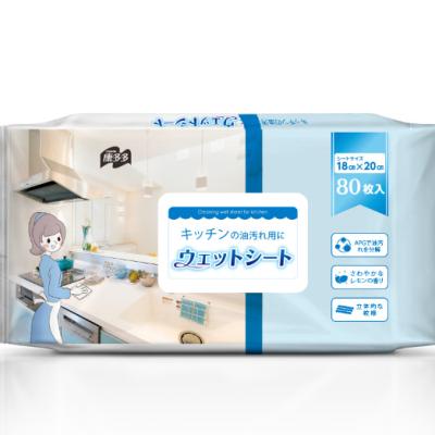 China Sustainable Custom Wet Multi-Purpose Kitchen Wet Cleaning Wipes Reusable for sale