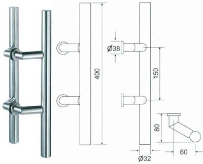 China Glass tubing HB017 Dia30mm stainless steel pull handle back to rear door pull handle for sale