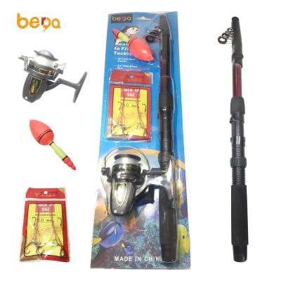 China Carbon Cheap Spinning Telescopic Fishing Rod and Reel Kit Set Combo with Fishing Floats and Hook Fishing Combo Blister Pack for sale