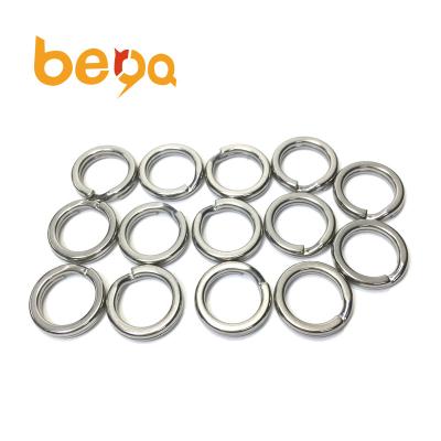 China Stainless Steel Stainless Steel Fishing Split Rings Double Flat Buckle For Crank Vacuum Bait Steel Fishing Tackle Safety Contact Hooked Split Rings for sale