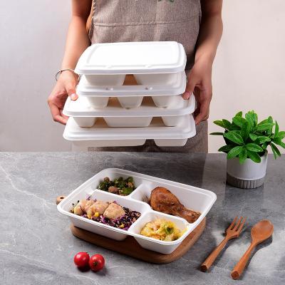 China Disposable Container 4 Compostable Degradable Lattice Disposable Takeaway Food Store for sale