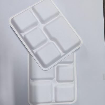 China Disposable Biodegradable Sugarcane Bagasse Food Tray With Lid Dish Dish Tableware for sale