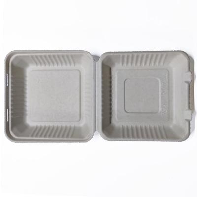 China Disposable Sugarcane Bagasse Takeout Food Container With Lid for sale