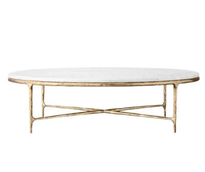 China Durable Modern Hand Forged Solid Metal Round Marble Gold Coffee Table Thaddeus Glass Coffee Table for sale