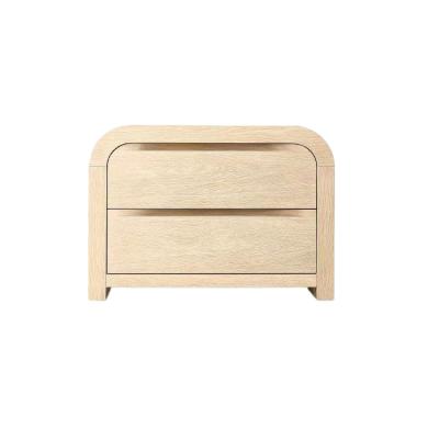 China Modern Minimalist 2 Drawers Solid Oak Wood Storage Nightstand Bedside Table Bedroom Closed Rectangle Nightstand Dresser for sale