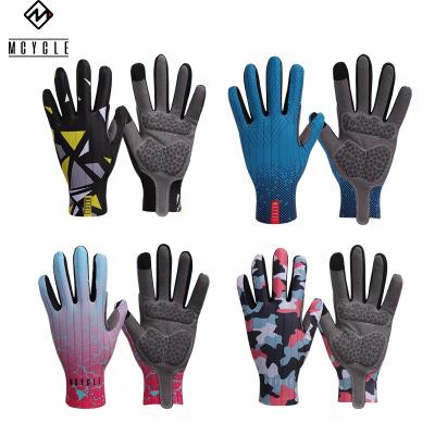 China Glue Folding Wrist End No Stitching Custom Touch Screen MTB Bike Long Finger Gloves Cloth Gloves Cycling Men&women for sale