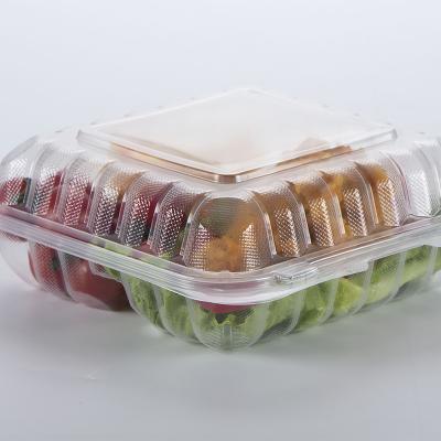 China Eco Friendly Microwavable Box 7x7 Trays Restaurant Lunch Takeout Packaging Boxes Clear Plastic Disposable Take Out Food Containers With Lids for sale