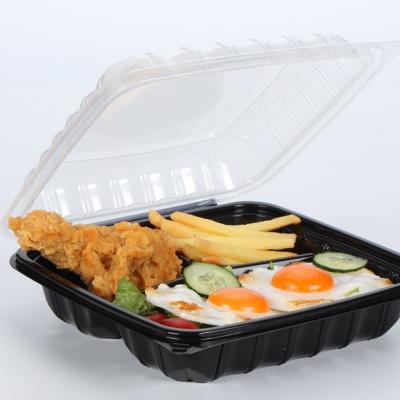 China PP Color Disposable Plastic Microwavable Togo Containers Clamshell Takeout Food Bento Box Vented Hinged To Double Go Container for sale