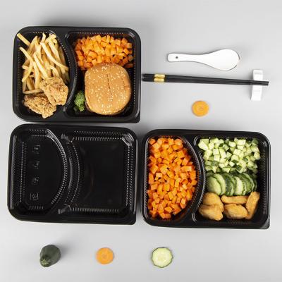 China Microwavable Catering Bento Food Storage Lunch Boxes Plastic Disposable Meal Prep Containers Microwavable 3 Compartment for sale