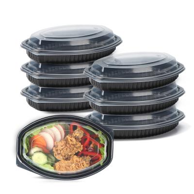 China PP Microwavable Leakproof Disposable Plastic Microwavable Oval Shape Food Take Out Containers With Lid for sale