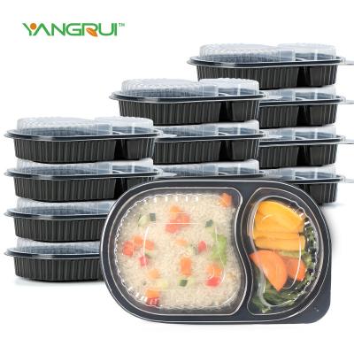 China Base Microwavable Black Clear Lids Plastic Disposable Take Out Meal Prep Bowl Packing Grocery Store Eco Food Container For Restaurant for sale