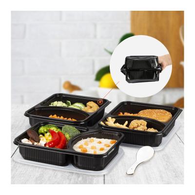 China 3 Compartment Bento Takeaway Lunch Food Storage Container Disposable Plastic Microwavable Box for sale