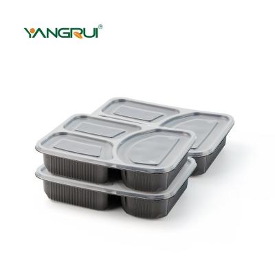 China Bento Box Disposable Fast Food Pack 3 Compartment Microwavable Plastic Microwave PP Food Takeaway Storage Container for sale