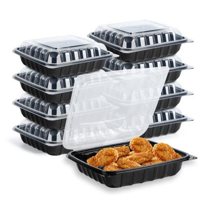 China Microwavable Heavy Duty Lunch Box Plastic Disposable Microwave 9 Inch 41oz To Go Containers 3 Compartment Clamshell Take Out Container for sale