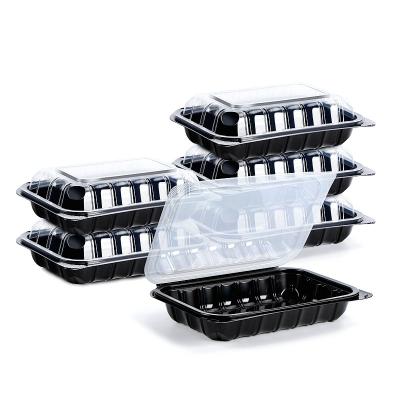 China Eco-Friendly 9X6 Inch PP Grocery Disposable Microwavable Plastic Food Takeout Box Clamshell 9X6 Hinged Take Out Container for sale