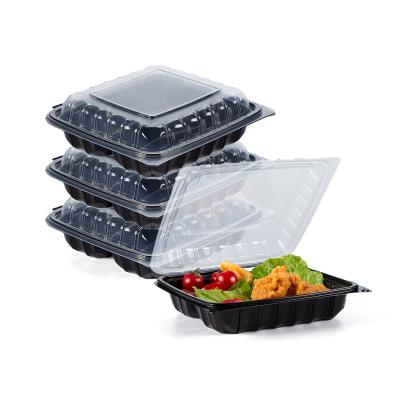 China Wholesale Disposable Plastic Packaging Blister Box 3 Compartment PP Clamshell Clear Food Container Microwavable for sale