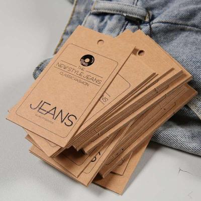 China Sustainable Custom Printed Brown Kraft Tag Label Tag For Swimwear / Jeans / Hoodies Clothing Labels for sale