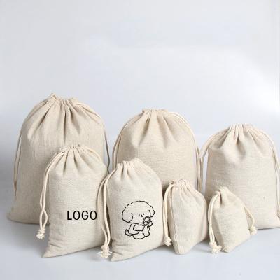 China Recyclable Customized Logo Cotton Canvas Drawstring Bag Small Pouch Bag Drawstring For Gift Jewelry for sale