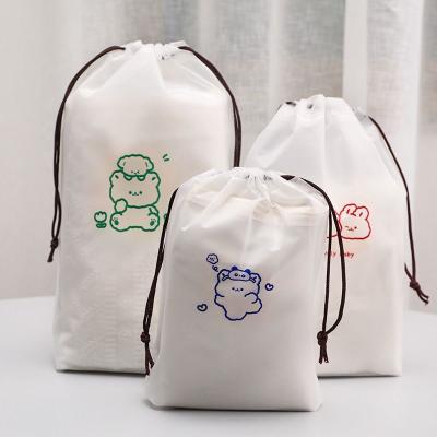 China Moisture Proof Plastic Drawstring Bags With Clean Logo PVC Drawstring Suitcase Frosted EVA Bag For Hair Wigs for sale