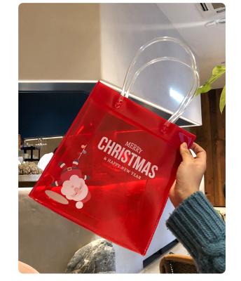 China Fashion\Comfortable\durable printing custom Christmas gift plastic bags transparent PVC clear tote bags for sale