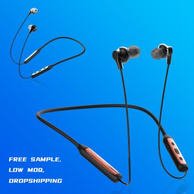 China Blue tooth 5.0 neckband sports earphones metal wireless magnetic waterproof tws stereo comfortable wearing heavy bass handfree with MIC for sale