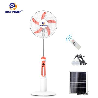 China Vietnam Style Hot Selling Modern Power 16inch 18inch Easy Stand Fan With LED Bulbs Lead Acid Battery Solar Fan for sale