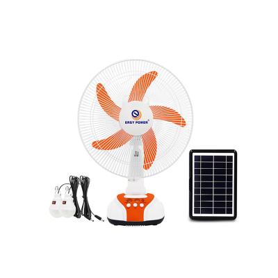 China Modern 14 Inch Tabletop AC Indoor Outdoor Portable DC Fan Solar Rechargeable Fan With Solar Panel Lights Home for sale