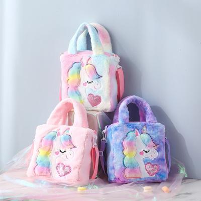 China 2021new fashion hot sale plush backpack kids school bag unicorn handbags waterproof for girls for sale