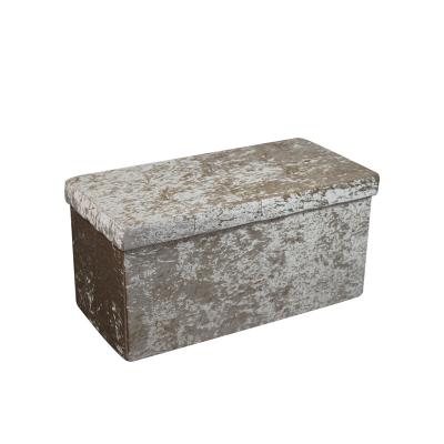 China Hot Selling Foldable Crushed Silver Velvet Large Storage Stool For Living Room for sale