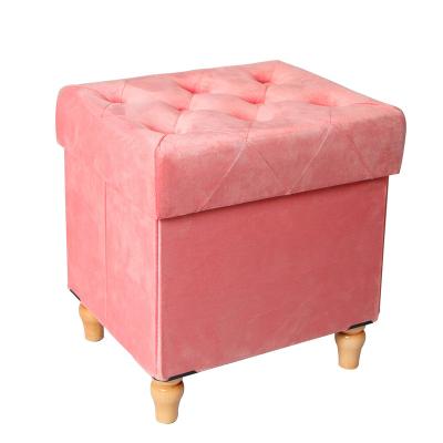 China Portable folding decorative cube folding velvet storage stool in storage box for sale