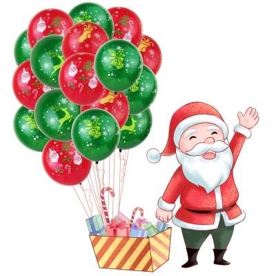 China Promotional Toy Colorful Red and Green Merry Christmas Latex Balloons Santa Claus Printed Balloons for Christmas Party Decoration for sale