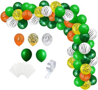 China Jungle Print Latex Balloons Safari Green Balloons and Morden Jungle Party Balloon Arch Kit 100 Pcs Animal for Safari Jungle for sale