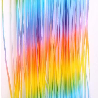 China Colorful Tinsel Curtain Happy Birthday Party Kids Curtain Baby Shower Decoration Party Rainbow Fringe Macaron Aluminum Curtain Party Birthday Decoration for sale